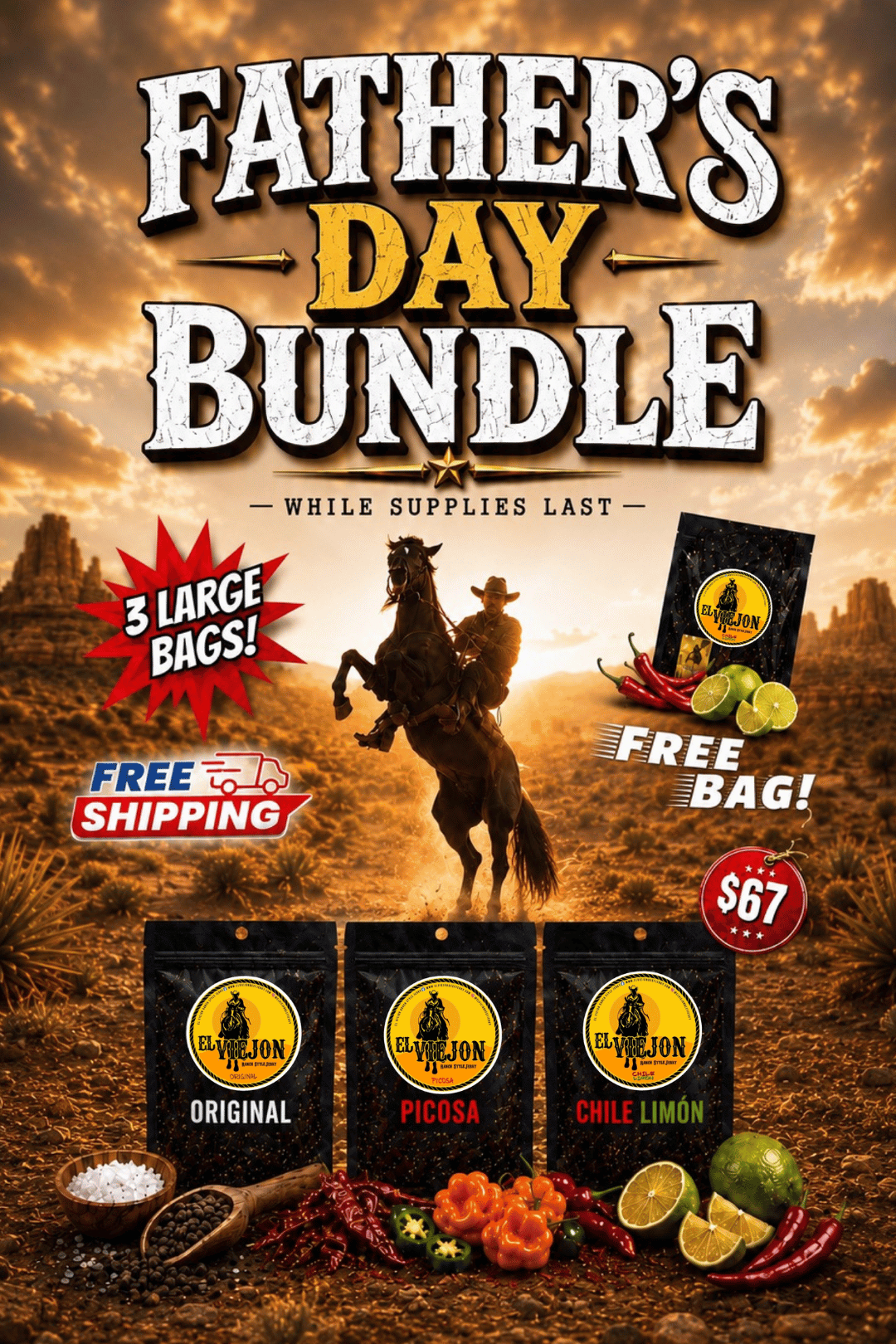 Father´s Day Bundle 4.5 oz + Free 2oz Chile Limón Bag